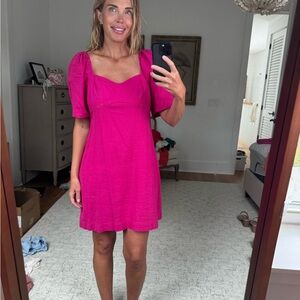 Elegant Pink Puff Sleeve Dress